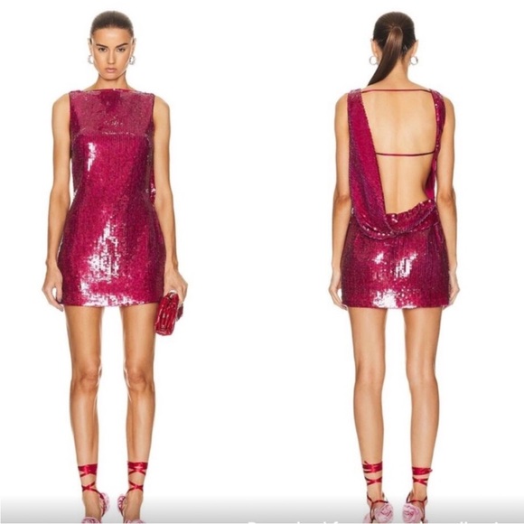 Cult Gaia Pink Sequin Mini Dress